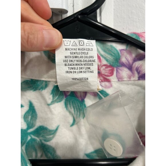 Stan Herman Floral Button-Up Nightgown 3/4 Sleeves Cotton Size M - Picture 7 of 9